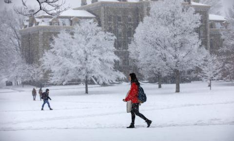campus during the winter